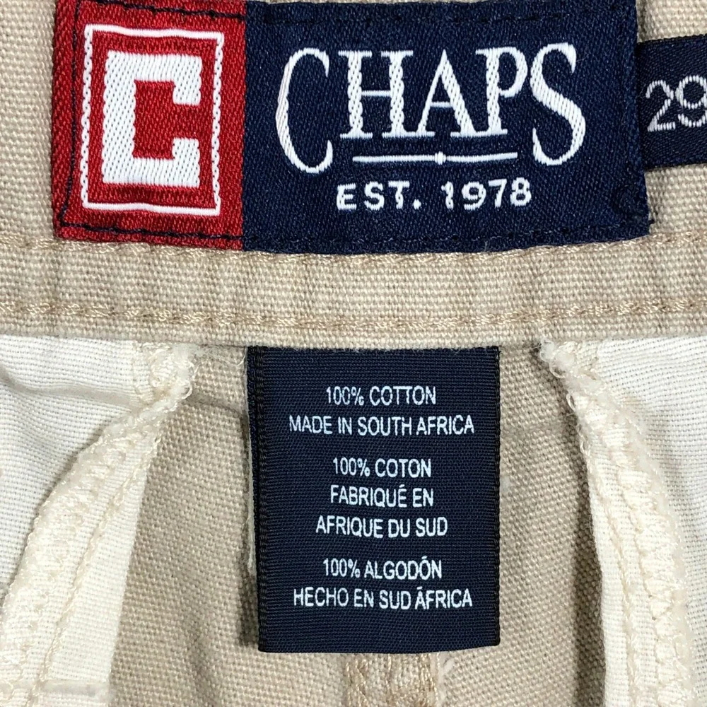 Chaps Cargo Shorts Mens 29 Tan Khaki Cotton‎ Canvas Multi Pocket WPL-125